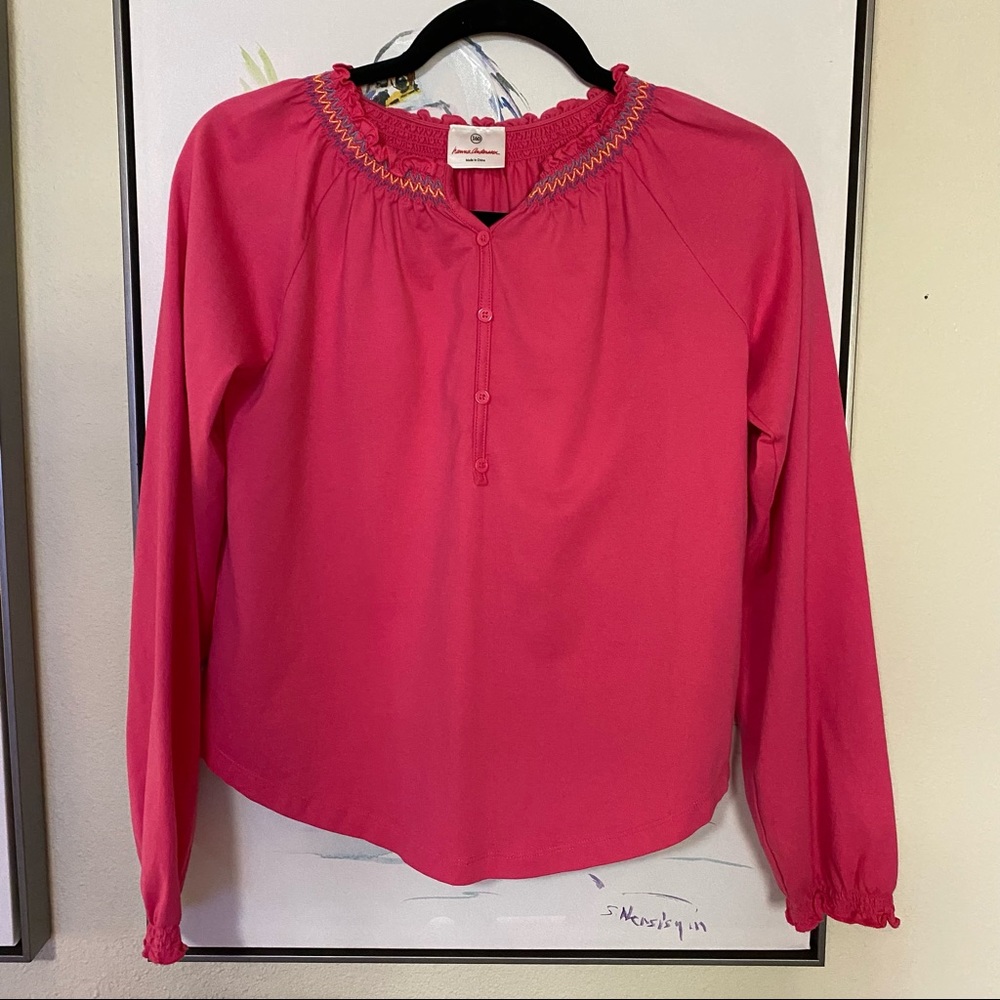 Hanna Andersson Long Sleeve Pink Top, 12-teen